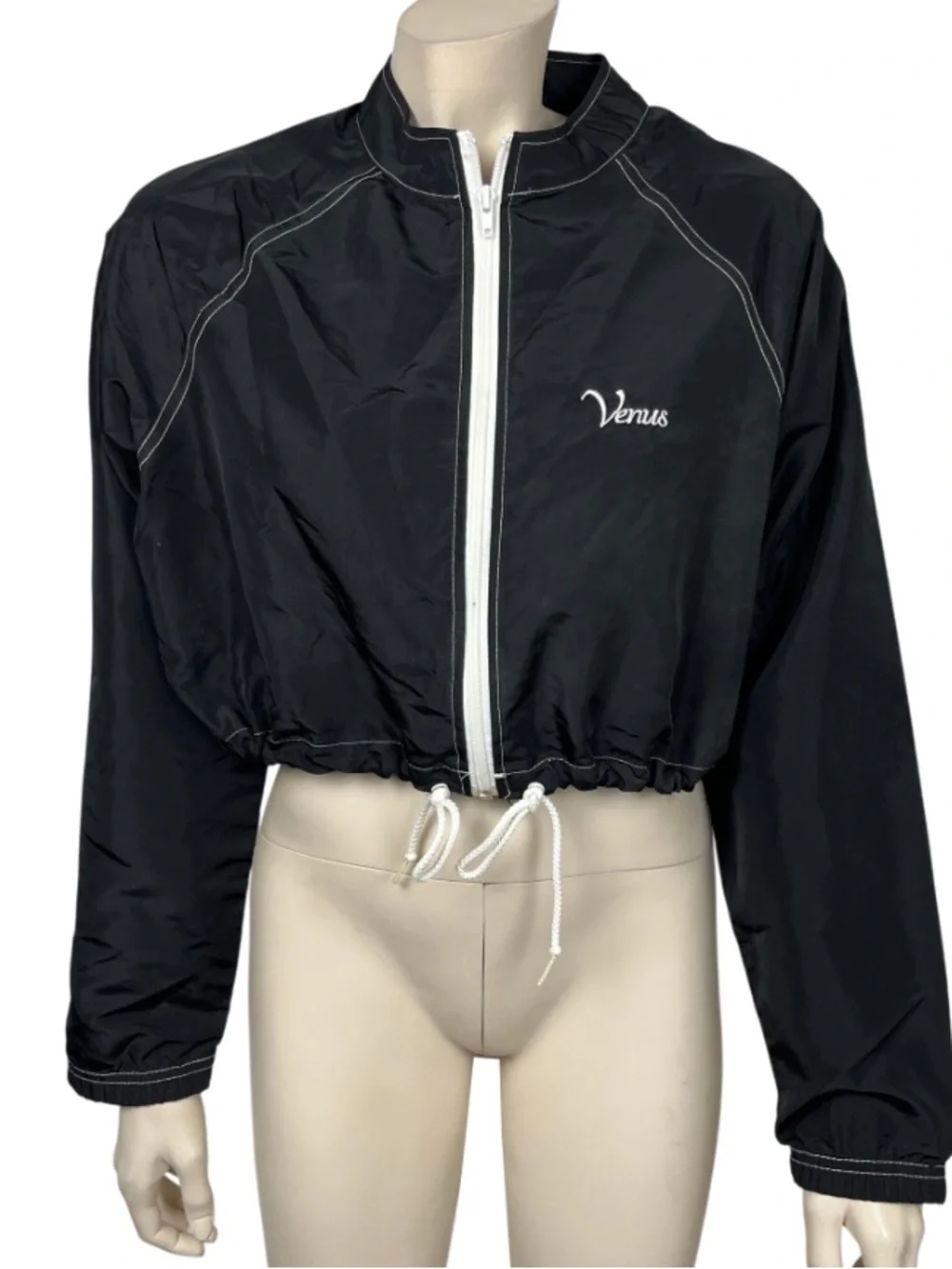 Vintage Venus Black Zip‎ Front Crop Fit Swim Jacket